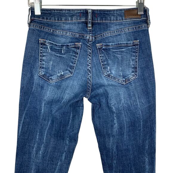 Dear John Playback Cuffed Cropped Straight Leg Jeans Distressed Blue Women's 25 - Picture 5 of 9